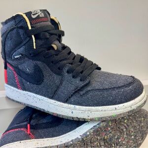 Air Jordan 1 Zoom CMFT Navy Grey Denim Crater Men 6.5 / Women 8 Preowned No Box